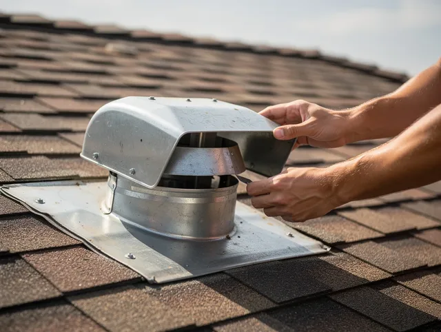 Lomita Dryer Vent Cleaning certified technician safely cleaning a roof-mounted dryer vent in Lomita