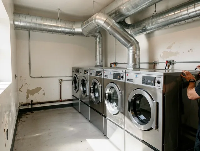 Lomita Dryer Vent Cleaning team performing large-scale commercial dryer vent cleaning in Lomita