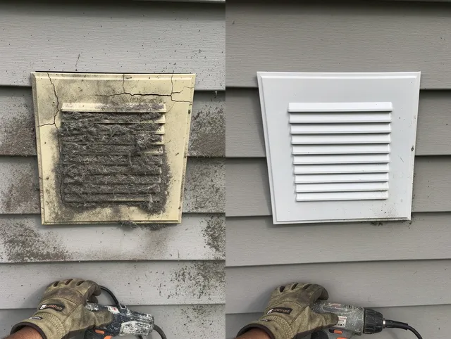 Lomita Dryer Vent Cleaning technician installing high-quality dryer vent cover at a residential property in Lomita